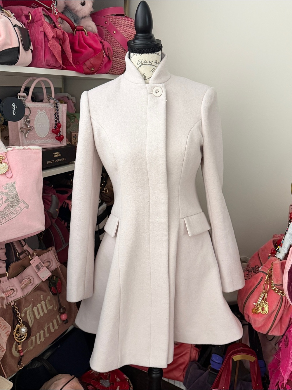 Selkie Cream Wool Fit-and-Flare Coat